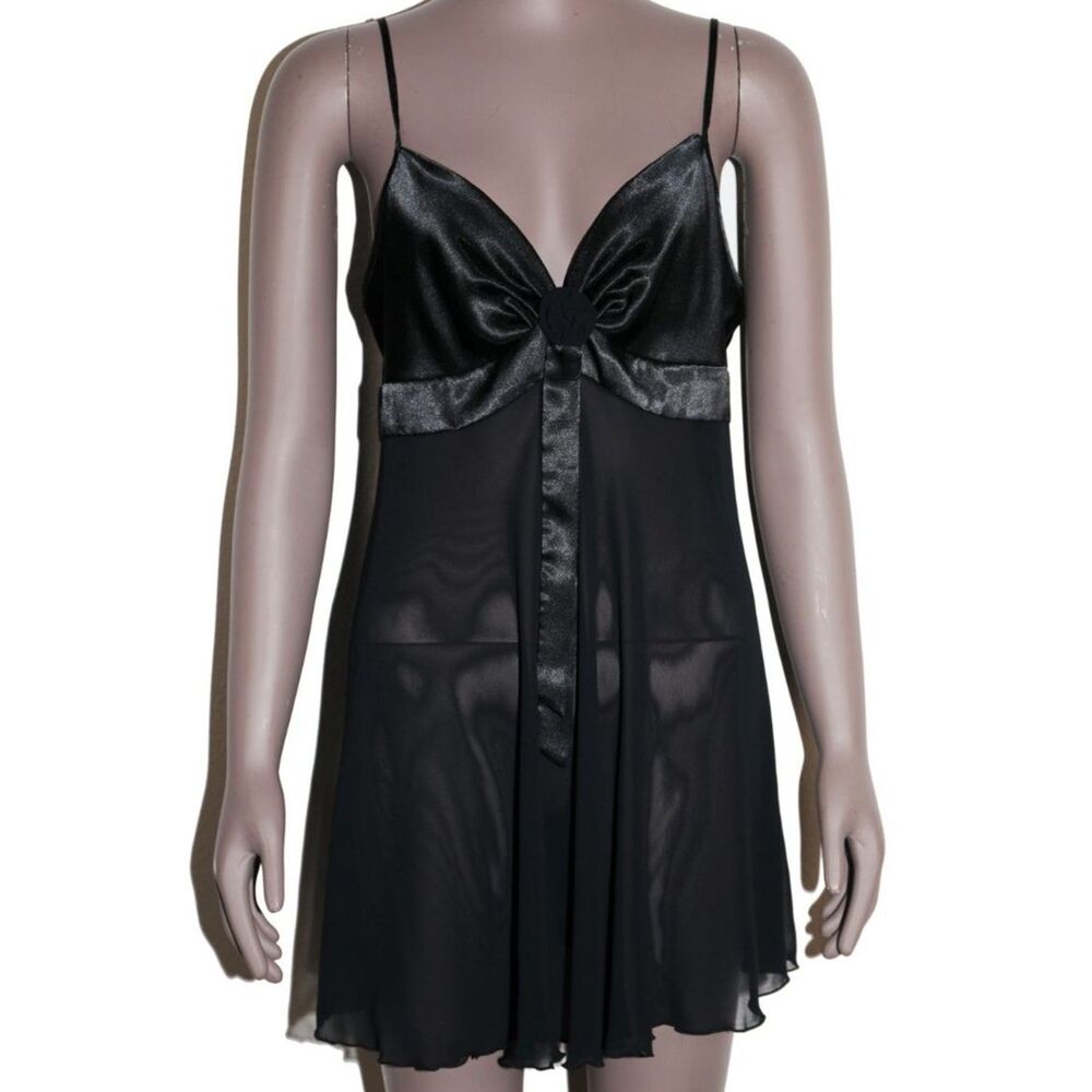 Victorias‎ Secret Satin Sheer Slip Dress Teddy Lingerie Size Medium